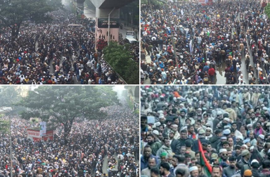 কারওয়ান বাজার-বিজয় সরণি-আগারগাঁও ছাড়িয়ে যায় জানাজার ব্যাপ্তি