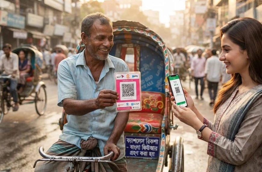 স্মার্টফোন দিয়ে রিকশা ভাড়া, ভিক্ষা: ‘বাংলা কিউআর’-এ লেনদেন&hellip;